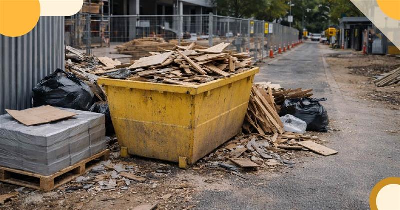Small skip bin positioned on a constrained Canberra commercial site, illustrating proper bin placement and operational control.